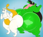  anthro ass_to_ass belly big_butt butt duo eyewear glasses green_body greninja hi_res huge_butt hyper hyper_butt legendary_pok&eacute;mon male megacoolbear_(artist) mewtwo nintendo nude overweight overweight_anthro overweight_male pok&eacute;mon pok&eacute;mon_(species) thick_thighs video_games white_body 