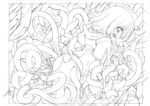  ass blush censored cum from_behind greyscale hunter_(ragnarok_online) looking_back midriff monochrome purple_eyes ragnarok_online shorts sketch tears tentacle_sex tentacles torn_clothes water work_in_progress xration 