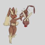  1:1 3_fingers ambiguous_gender anthro blood blush bodily_fluids breasts brown_body collarbone decapitation duo ear_pull eyes_closed female fingers front_view gore happy humor lagomorph laugh long_ears lopunny mammal mega_evolution mega_lopunny navel nintendo open_mouth pink_nose pok&eacute;mon pok&eacute;mon_(species) severed_head simple_background small_breasts smile tongue tongue_out video_games wl x_eyes 