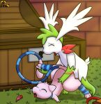  absurd_res anal bag balls clothing dart_(shaymin) detailed_background dildo doggystyle duo erection eyes_closed feral from_behind_position fur furgonomics gau_(artist) genitals grass green_body green_fur hi_res internal invalid_tag jar kosa leg_warmers legendary_pok&eacute;mon legwear male male/male male_penetrated male_penetrating male_penetrating_male mew nintendo nude open_mouth outside penetration penis pink_body pink_fur plant pok&eacute;mon pok&eacute;mon_(species) pok&eacute;mon_mystery_dungeon red_penis scarf sex sex_toy shaymin sky_forme_shaymin tail_clothing tail_warmer tapering_penis tongue treasure_chest video_games white_body white_fur 