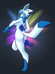  &diams; 2021 3_toes 5_fingers anthro anthrofied black_background blue_body blue_fur blue_sclera breasts butt digital_media_(artwork) dipstick_tail eeveelution elbow_tuft extended_arm eyebrows eyelashes feet female fingers fur glaceon gloves_(marking) head_tuft hi_res leg_markings markings mewgle multicolored_body multicolored_fur multicolored_tail nintendo nude one_leg_up pawpads paws pinup pok&eacute;mon pok&eacute;mon_(species) pok&eacute;morph pose raised_leg shiny_pok&eacute;mon shoulder_tuft side_boob signature simple_background socks_(marking) solo sparkles suit_symbol toes tuft two_tone_body two_tone_fur video_games white_eyes 