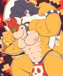  2021 abs abstract_background absurd_res anthro axe barazoku biceps big_bulge big_muscles bowser bracelet bulge clothing crouching eddy_dusty eyebrows flexing hair hi_res holding_axe holding_object holding_weapon horn jewelry jockstrap koopa male mario_bros melee_weapon muscular muscular_anthro muscular_male nintendo obliques pecs scalie shell smile solo spiked_bracelet spiked_shell spiked_tail spikes spikes_(anatomy) underwear vein video_games weapon 