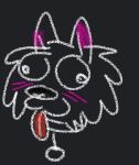  &lt;vampirefuuucker&gt; anthro black_background blep blush canid canine canis chalk humanoid hybrid male mammal silly_face simple_background sketch tongue tongue_out wolfdog 