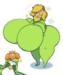  5:6 big_breasts breasts dewy-eyedboy duo female green_body hi_res huge_breasts hyper hyper_breasts lilligant nintendo not_furry nude pok&eacute;mon pok&eacute;mon_(species) simple_background sunflora thick_thighs video_games white_background 
