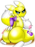  3:4 animal_humanoid anthro bandai_namco big_breasts blazedscarf breasts butt curvy_figure digimon digimon_(species) female hand_on_butt hi_res humanoid raised_tail renamon solo thick_thighs voluptuous wide_hips 