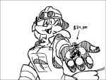  4:3 anthro armor black_and_white breasts canid canine clothed clothing cute_fangs digital_media_(artwork) duo engineer_(team_fortress_2) eyewear female fox fur fur_tuft gloves hair handwear headgear headwear helmet human larger_female looking_at_viewer male male/female mammal monochrome open_mouth overalls pepper_(sketchytoasty) red_fox simple_background size_difference sketchytoasty smaller_male smile team_fortress_2 topwear tuft uniform valve video_games welding_goggles 