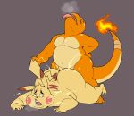  2021 absurd_res all_fours anthro anthro_on_anthro anthro_penetrated anthro_penetrating anthro_penetrating_anthro big_butt butt charmander digital_media_(artwork) doggystyle duo electricity ero_(character) eroborus eyes_closed fan_character fire flaming_tail from_behind_position hadou hair hi_res male male/male male_penetrated male_penetrating male_penetrating_male nintendo nude obese open_mouth orange_body orgasm_face overweight overweight_male penetration penile penile_penetration pikachu pok&eacute;mon pok&eacute;mon_(species) sex simple_background tail_grab tongue tongue_out video_games yellow_body 