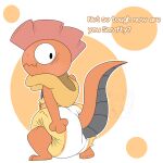  1:1 anthro butt diaper english_text hi_res kibacpup lizard male nintendo padded padding pok&eacute;mon pok&eacute;mon_(species) reptile scalie scrafty solo text video_games 