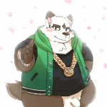  1:1 2016 anthro balls belly big_belly blush brown_body brown_fur canid canine clothing cute_fangs flaccid fur genitals hoodie kemono male mammal natamaru_a overweight overweight_male penis popori shirt solo tera_online topwear video_games 