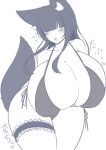  animal_humanoid big_breasts bikini biped black_body black_fur black_hair blush breasts canid canid_humanoid canine canine_humanoid cleavage clothed clothing curvy_figure female fluffy fluffy_tail flustered fox_humanoid front_view fur hair hair_over_eyes hi_res huge_breasts humanoid inner_ear_fluff japanese_text legband light_body light_skin long_hair mammal mammal_humanoid monochrome monotone_hair open_mouth portrait puti_mk_ii simple_background skimpy solo sound_effects standing swimwear text thick_thighs thighband three-quarter_portrait translation_check translation_request tuft voluptuous white_background white_inner_ear_fluff wide_hips 