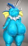  2021 absurd_res acstlu anthro anthrofied areola big_breasts blue_areola blue_body breasts eeveelution eyes_closed female fin head_fin hi_res huge_breasts nintendo nude pok&eacute;mon pok&eacute;mon_(species) solo thick_thighs vaporeon video_games water 