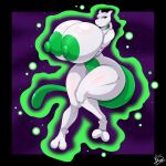  1:1 2020 absurd_res anthro areola big_breasts breasts cornchip21 female green_areola green_eyes green_nipples green_tail hi_res huge_breasts legendary_pok&eacute;mon mewtwo mrsakai nintendo nipples pok&eacute;mon pok&eacute;mon_(species) solo thick_thighs video_games wide_hips 