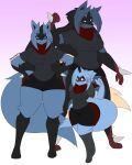  anthro breasts dewwydarts evolution_of_an_oc female hands_on_hips hi_res invalid_tag looking_at_viewer lucario may_(dewwydarts) mega_evolution mega_lucario nintendo pok&eacute;mon pok&eacute;mon_(species) purple_eyes riolu smile solo thick_thighs video_games 