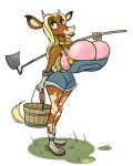  4:5 alpha_channel annabelle_cow big_breasts blonde_hair bovid bovine breasts caractacus-seagoon clothing female hair huge_breasts kmorrisoncartoon_(artist) mammal overalls solo 