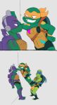  absurd_res anthro bald blush donatello_(tmnt) flirting green_body group hi_res incest_(lore) kabedon leonardo_(tmnt) male male/male markings mask michelangelo_(tmnt) reptile scalie shell teenage_mutant_ninja_turtles therita3k turtle two_panel_image wingman 