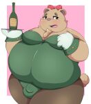  2021 anthro balls_outline belly blush brown_body bulge genital_outline hi_res inigo_(kusosensei) kemono kusosensei male mammal obese obese_male overweight overweight_male penis_outline solo ursid 