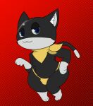  2021 animated anthro atlus black_body black_fur blue_eyes bulge curvy_figure digital_media_(artwork) domestic_cat felid feline felis fur girly guaimoa inner_ear_fluff looking_at_viewer male mammal megami_tensei megami_tensei_persona morgana_(persona) shaking_hips short_playtime simple_background slightly_chubby solo tailwag teapot_(body_type) thick_thighs tuft video_games wide_hips 
