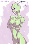  absurd_res alien alien_humanoid angry_eyes big_breasts breasts butt digital_media_(artwork) female green_body green_skin hi_res humanoid invader_zim irken naut_mikro nickelodeon nipples not_furry nude purple_eyes simple_background solo tak teeth 