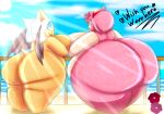  amy_rose anthro beach big_breasts big_butt breasts butt chiropteran duo eulipotyphlan female hedgehog huge_butt looking_back mammal morbidly_obese nude obese obese_anthro obese_female outside overweight overweight_anthro overweight_female pakaproductions rouge_the_bat seaside sega short_stack sonic_the_hedgehog_(series) thick_thighs wide_hips 