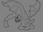  2021 anthro chiropteran dust:_an_elysian_tail female fidget jack-o&#039;_pose line_art lordofnothin1 mammal membrane_(anatomy) membranous_wings monochrome nimbat nude pinup pose solo video_games wings 