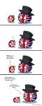  blood bodily_fluids clothing comic countryball countryballs dialogue duo english_text flower hat headgear headwear hi_res nosebleed not_furry plant shriekingmagpie simple_background text top_hat 