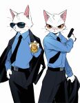  2021 absurd_res anthro clothing domestic_cat felid feline felis fur hi_res lao_xian li_bing_(white_cat_legend) mammal police_uniform simple_background uniform white_body white_cat_legend white_fur yellow_sclera 