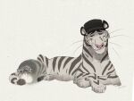  2021 4:3 clothing digital_media_(artwork) domestic_cat felid feline felis feral hat headgear headwear koul mammal pantherine smile tiger whiskers 