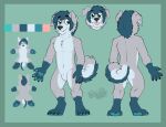  2021 anthro australian_shepherd biped black_eyebrows black_nose blep blue_body blue_eyes blue_fur blue_pawpads border canid canine canis cheek_tuft claws crotch_tuft curled_tail cute_fangs domestic_dog eyebrow_through_hair eyebrows facial_tuft featureless_crotch floppy_ears fur gaokun green_background green_border grey_body grey_fur grey_inner_ear hair herding_dog hi_res looking_at_viewer maidboye male mammal model_sheet neck_tuft pastoral_dog pawpads sheepdog simple_background solo toe_claws tongue tongue_out translucent translucent_hair tuft watermark white_body white_fur white_inner_ear 