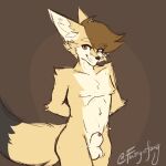  1:1 absurd_res anthro balls canid canine fennec fox furryafoxy genitals hi_res invalid_tag male mammal penis solo 