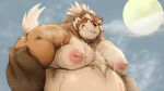  16:9 2021 anthro belly big_belly brown_body brown_fur canid canine fur goemon_(tas) hi_res kemono kotobuki male mammal moobs nipples overweight overweight_male raccoon_dog solo tanuki tokyo_afterschool_summoners video_games widescreen 