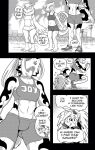  anthro avian bird breasts canid canine canis clothed clothing comic daigaijin dialogue domestic_dog english_text eulipotyphlan exercise female freydar_(furryfight_chronicles) fur furryfight_chronicles group hair hedgehog hi_res ida_huggler lizard mammal midriff navel owl reptile scalie shirt size_difference tank_top text topwear 