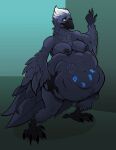  2017 5_fingers 6_toes abdominal_bulge after_vore anthro anthro_pred areola avian beak belly big_belly big_breasts biped bird bird_feet black_areola black_beak black_body black_eyebrows black_eyelashes black_eyes black_feathers black_nipples black_tail black_wings bodily_fluids breasts claws corvid corvus_(genus) curvy_figure digital_media_(artwork) digitigrade eyebrows feathered_wings feathers feet female female_pred finger_claws fingers front_view gabira hand_imprint hand_on_stomach hi_res holding_belly imprint lucidum nipples non-mammal_breasts nude one_eye_closed oscine overweight overweight_anthro overweight_female passerine raven runes scutes shaded shadow soft_vore solo struggling sweat tail_feathers talons thick_thighs toe_claws toes unbirthing unseen_character vaginal voluptuous vore wide_hips winged_arms wings 