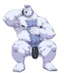  2021 absurd_res anthro balls belly black_nose flaccid fur genitals hi_res humanoid_genitalia humanoid_hands humanoid_penis jumperbear kemono male mammal moobs musclegut nipples overweight overweight_male penis polar_bear simple_background solo ursid ursine white_background white_body white_fur 