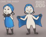  anthro blue_clothing blue_hat blue_headwear blue_towel blush bovid brown_body brown_fur caprine carl_the_sheep clothing english_text fur genitals hat headgear headwear male mammal nishi_oxnard penis rock_dog shadow sheep small_penis smile solo tan_body tan_fur text 