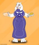  2016 4_toes anthro badgerben barefoot big_breasts boss_monster bovid breasts caprine clothed clothing cornchip21 feet female fur goat hi_res looking_at_viewer mammal open_mouth red_eyes solo toes toriel undertale video_games white_body white_fur 
