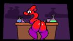  ambiguous_gender ambiguous_species animated anthro big_butt black_border border bounce bouncing_butt butt cel_shading frame_by_frame laboratory long_neck looking_back potion presenting presenting_hindquarters red_body red_skin shaded shaking_butt short_playtime superiorfoxdafox twerking 