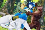 3:2 3d_(artwork) anthro ass_up blue_body blue_fur blue_hair breasts canid canine canis carrying_breast clothed clothing digital_media_(artwork) female fox fur grey_body group hair hi_res holding_breast humiliation jack-o&#039;_pose krystal lizard male malicekira mammal meme muscular muscular_male nintendo nude pose record_of_ragnarok reptile scalie sharpclaw sitting_on_person smile star_fox video_games white_body white_fur wolf wolf_o&#039;donnell 