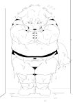  2021 absurd_res anthro belly bottomwear canid canine canis clothing domestic_dog hi_res humanoid_hands kemono male mammal monochrome navel overweight overweight_male shirt shorts sigenoya solo takotyutyu topwear wet young 