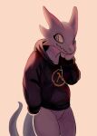  ambiguous_gender anthro bottomless clothed clothing featureless_crotch half-life hi_res hibris hoodie kobold long_tail partially_clothed scalie smile solo topwear video_games 