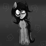  1:1 2019 black_hair creepy curled_hair curled_tail digital_drawing_(artwork) digital_media_(artwork) equid equine fan_character feathered_wings feathers female feral grey_body hair hoodie(strayedanima) hybrid kazaquus long_hair looking_at_viewer mammal monochrome pegasus shaded simple_background smile solo strayed_anima wings 