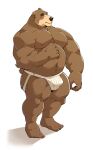  2021 absurd_res anthro belly black_nose brown_body brown_fur bulge clothing fur hi_res humanoid_hands jockstrap jumperbear kemono male mammal moobs musclegut nipples overweight overweight_male simple_background solo underwear ursid white_background 