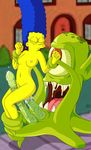  2003 alien anal anal_penetration blue_hair breasts diphallism drooling female green_skin hair human kang kodos male mammal marge_simpson multi_cock nipples nude one_eye penetration penis pussy saliva straight tentacles the_simpsons yellow_skin zone 