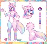  anthro black_nose candice_yamaoka canid canine female fur hair mammal model_sheet multicolored_body multicolored_fur multicolored_hair nana-chi nude pastel solo tongue tongue_out 