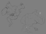  anthro armpit_hair big_penis body_hair canid canine canis capcom domestic_dog dudley dudley_puppy genitals kazushi male mammal monochrome muscular muscular_anthro muscular_male nickelodeon penis solo street_fighter t.u.f.f._puppy video_games 