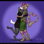  1:1 2021 5_fingers absurd_res anthro badger black_body black_fur blue_eyes clothed clothing cuddling digital_media_(artwork) duo female fingers fur hair hi_res honey_badger hug lombax male mammal mustelid musteline pinup pose purple_eyes purple_hair purple_nose ratchet_and_clank smile sony_corporation sony_interactive_entertainment video_games white_hair 