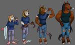  5:3 anthro blonde_hair equid equine female gender_transformation hair horse kiri-anko male mammal mouse murid murine muscular muscular_anthro muscular_male rat rodent sequence solo transformation 