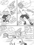  2015 3:4 anthro anthrofied bottomwear clothed clothing comic dialogue duo electrike english_text fight footwear fully_clothed fuze gao_(fuze) greyscale hi_res jolt_(fuze) male monochrome mudkip nintendo pok&eacute;mon pok&eacute;mon_(species) pok&eacute;mon_move pok&eacute;morph shirt shoes shorts socks t-shirt text topwear video_games 