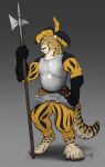  ambiguous_gender anthro armor armored_boots breastplate cheetah claws clothed clothing dagger danero feathers felid feline fur gloves gradient_background green_eyes halberd handwear hat headgear headwear hi_res looking_at_viewer mammal medieval medieval_armor medieval_clothing melee_weapon polearm simple_background solo weapon yellow_body yellow_fur 