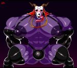  abs absurd_res anthro big_muscles big_nipples black_bars blush bobthetanuki body_hair bulge butt_hair clothing demon elias_ainsworth happy_trail hi_res horn huge_muscles hyper_pecs latex_armwear latex_legwear legwear letterbox male monster muscular muscular_anthro muscular_male navel nipples purple_body red_eyes skull_head solo speedo swimwear the_ancient_magus_bride thigh_highs tongue tongue_out 