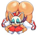  amy_rose anthro ass_up big_butt butt chiropteran clothed clothing female hi_res huge_butt jack-o&#039;_pose mammal matospectoru pose rouge_the_bat sega simple_background solo sonic_the_hedgehog_(series) white_background 